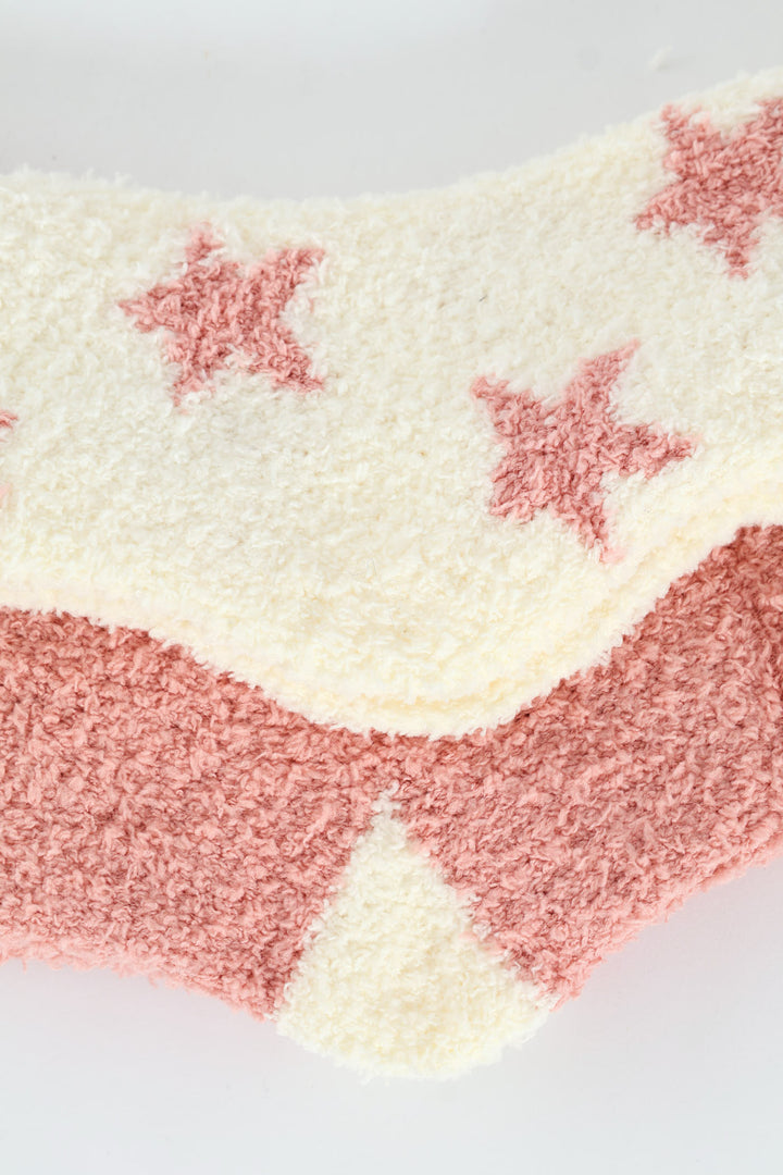 2 Pack Cosy Stars Socks - Pink
