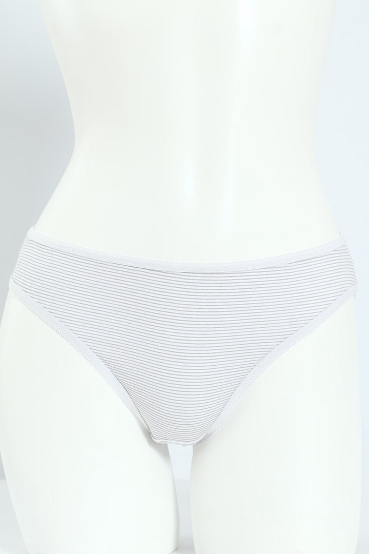 5 Pack Cotton Stretch Bikini Panties - Pink Leaf/Navy/Grey Leaf