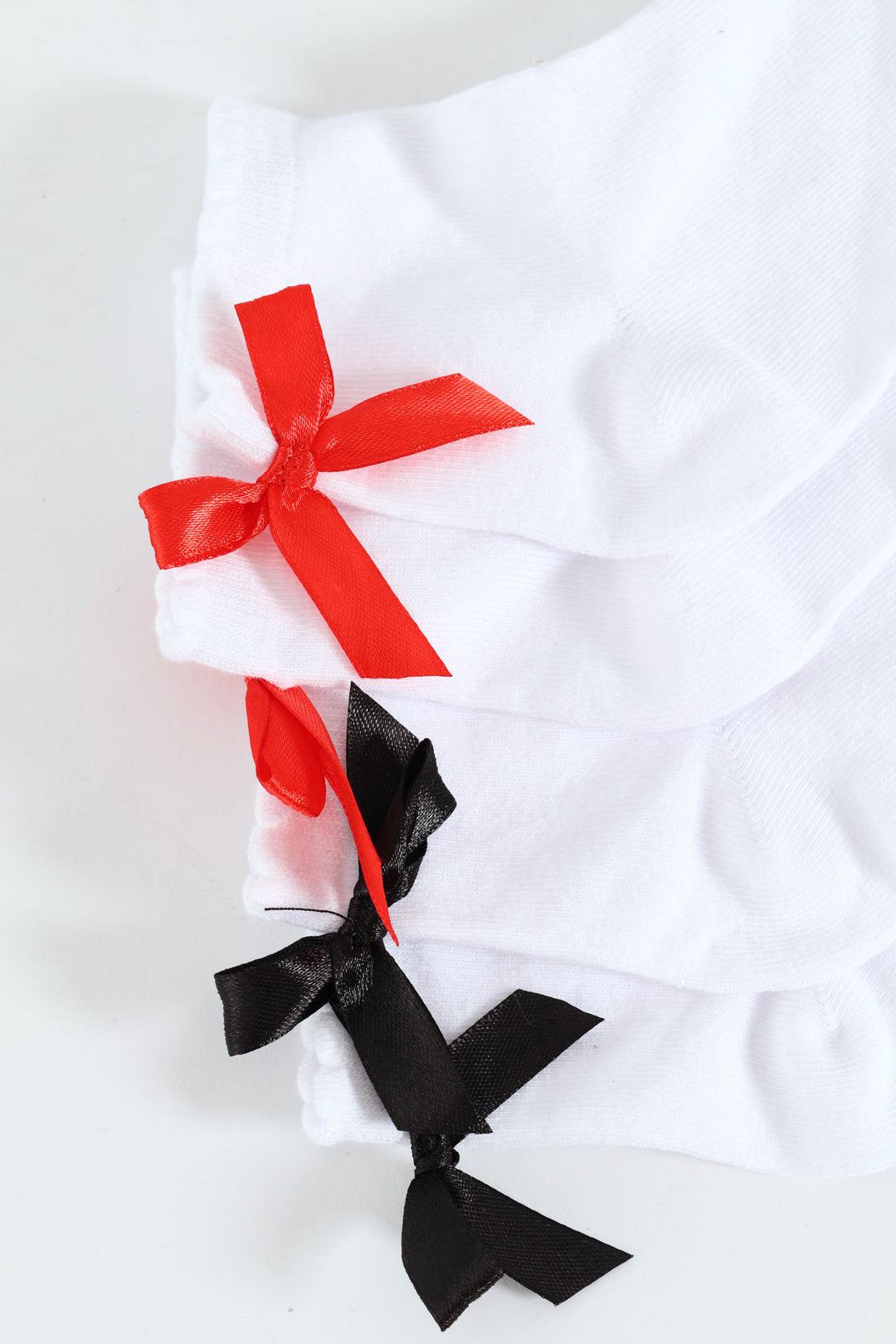 2 Pack Mid Crew Bow Socks - White