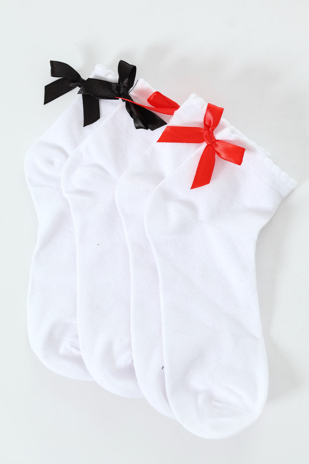 2 Pack Mid Crew Bow Socks - White