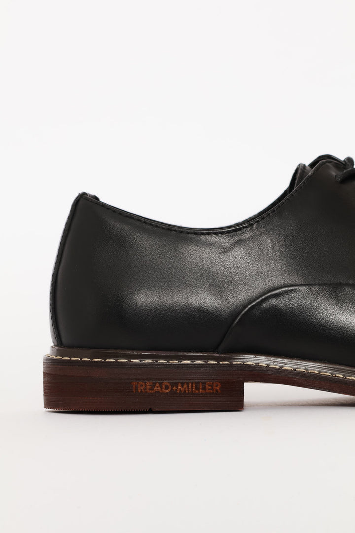 Leather Oxford Formal Shoe With Toe Cap - Black