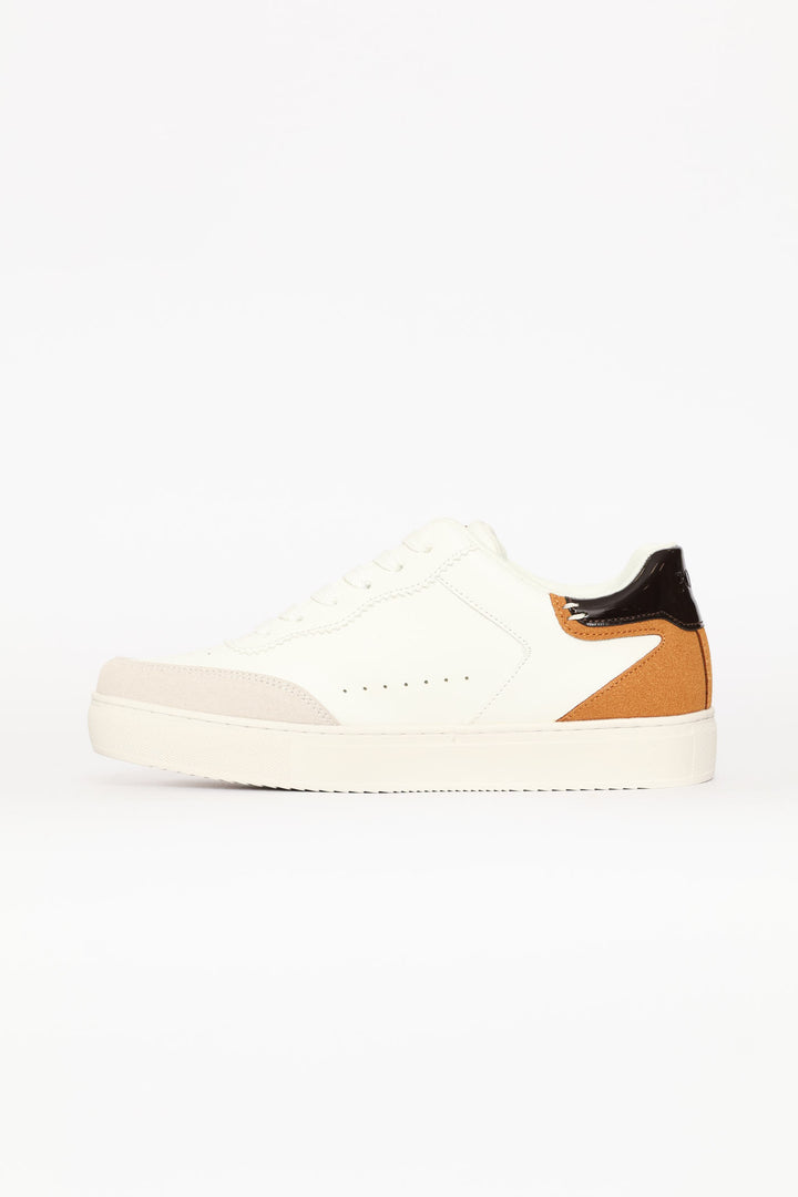 Colour Block Court Sneaker - White