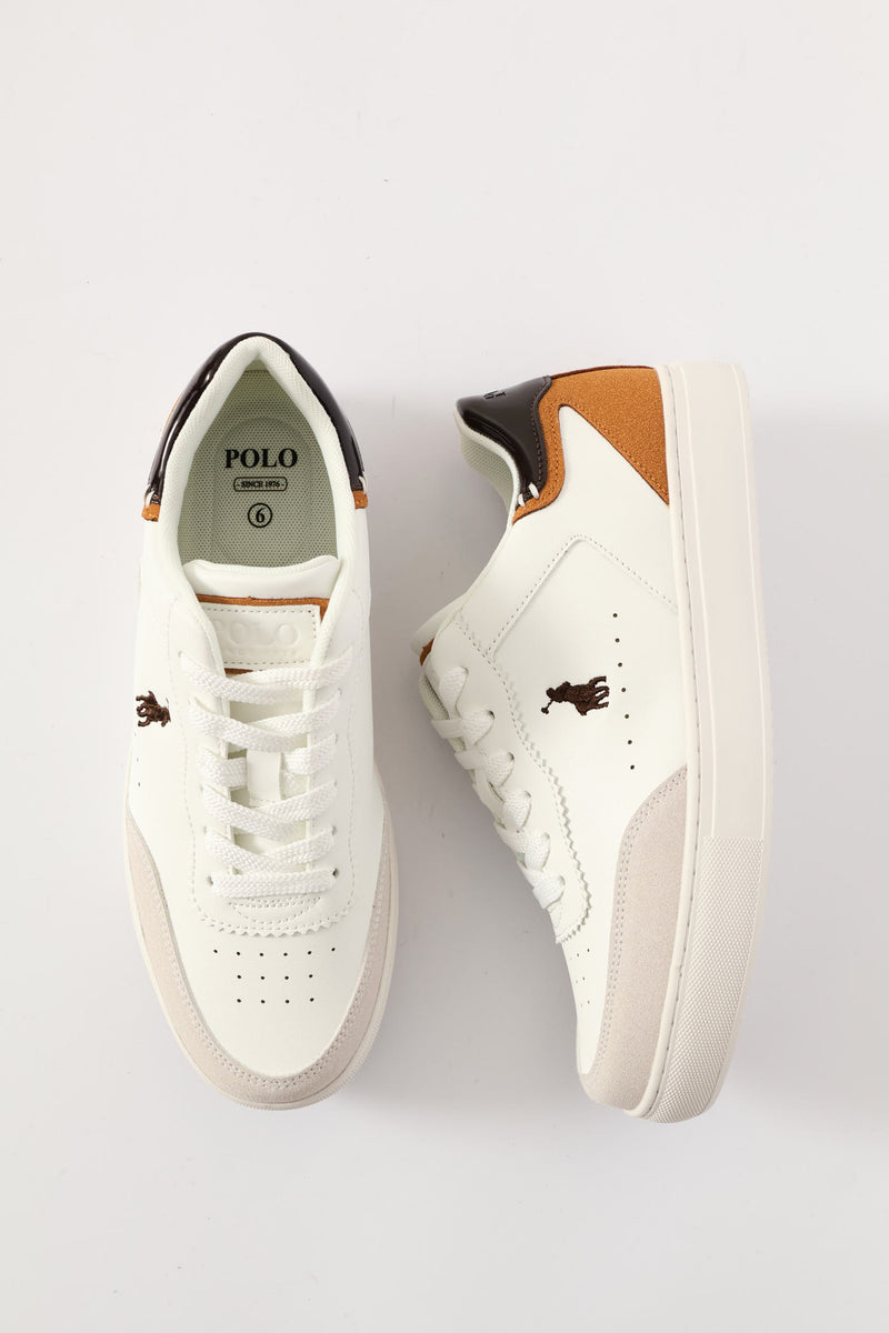 Colour Block Court Sneaker - White