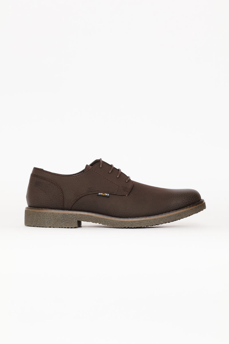Bronx Lace Up Smart Casual Derby Shoe - Chocolate