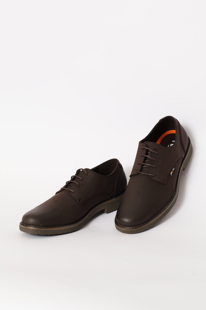 Bronx Lace Up Smart Casual Derby Shoe - Chocolate