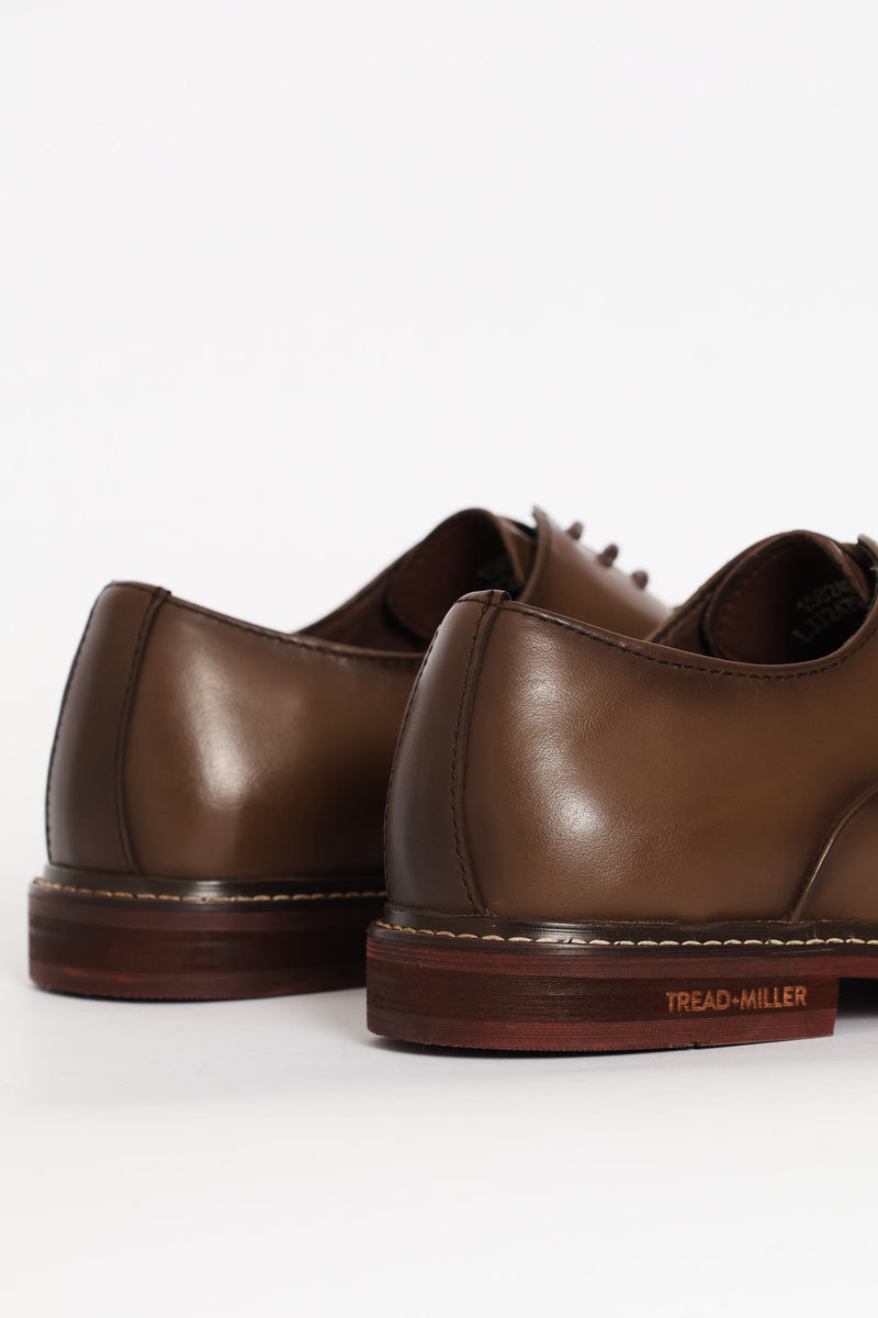 Leather Oxford Formal Shoe With Toe Cap - Chocolate