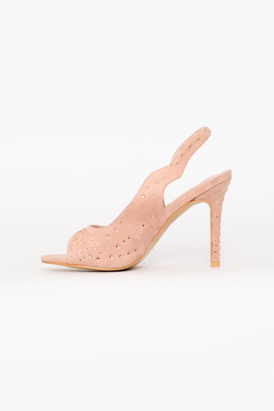 Diamante Peeptoe Slingback Heel - Blush