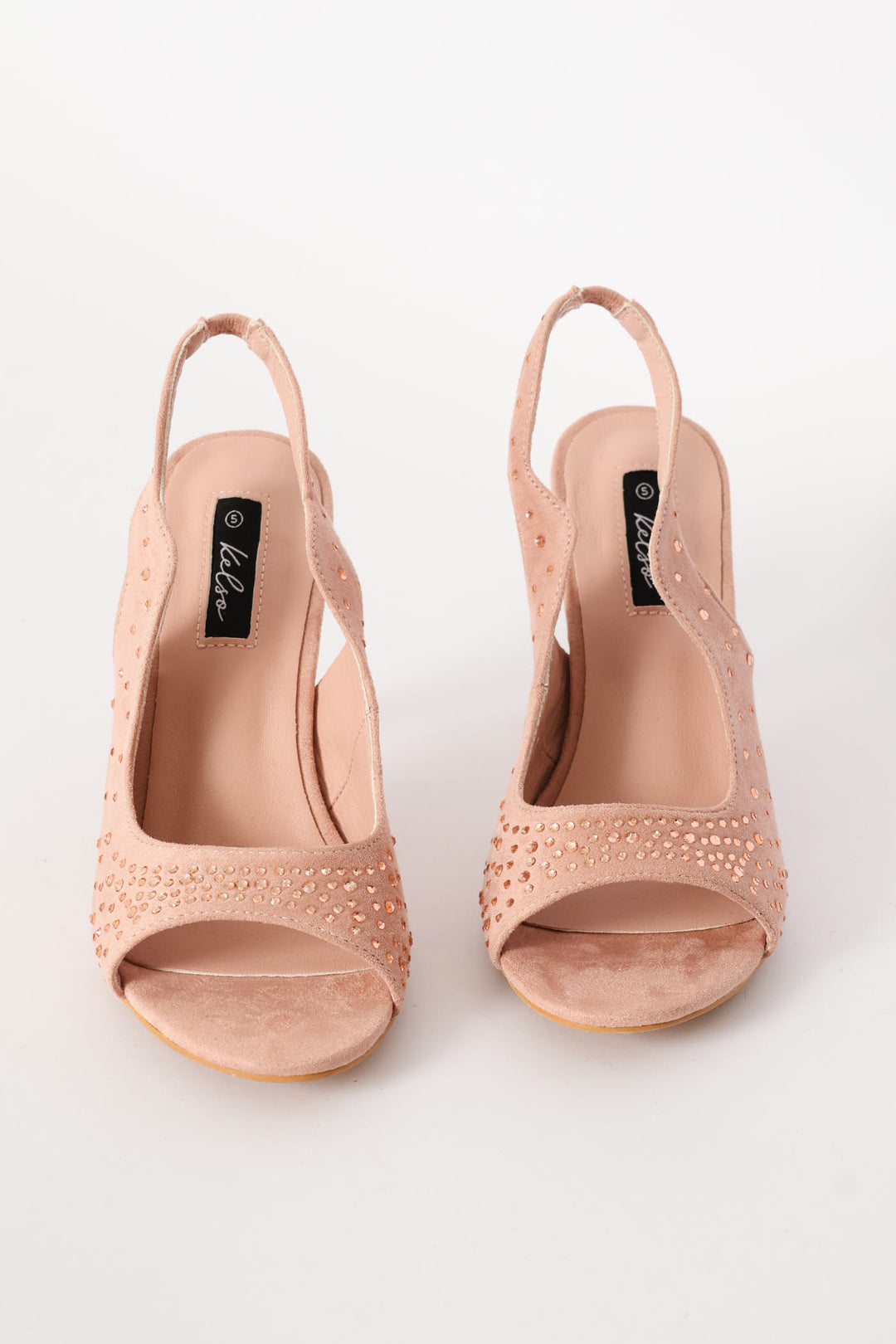 Diamante Peeptoe Slingback Heel - Blush