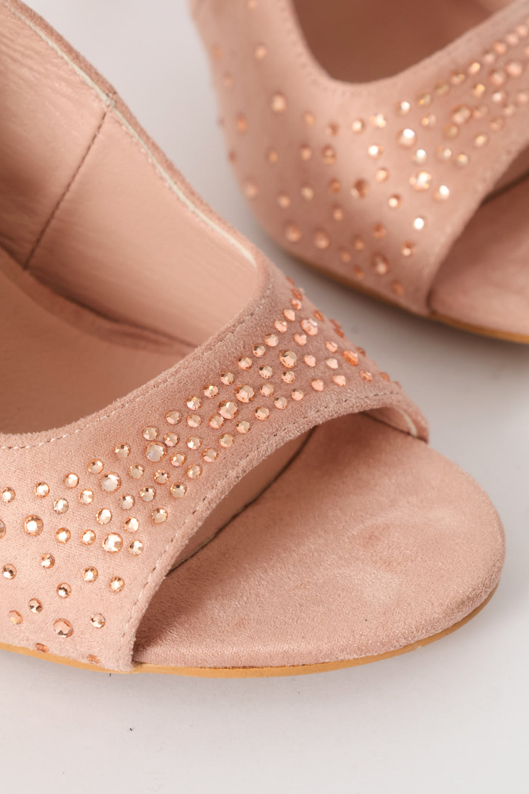 Diamante Peeptoe Slingback Heel - Blush