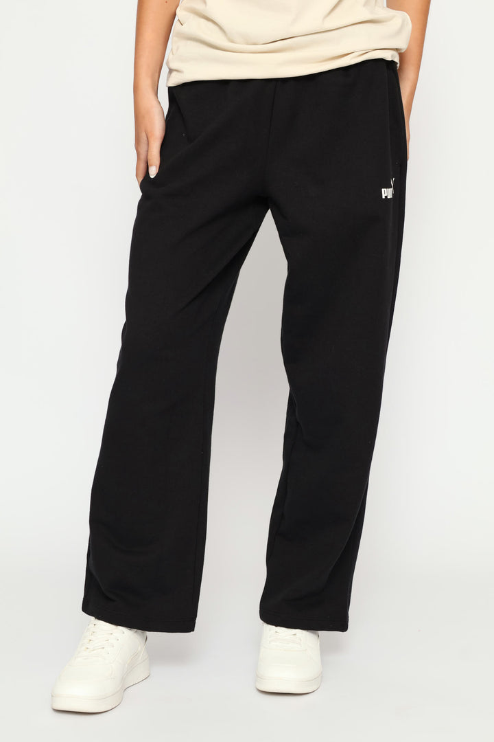 Essential Plus Straight Leg Small Logo Pants - Black