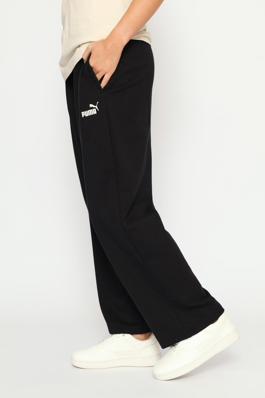 Essential Plus Straight Leg Small Logo Pants - Black