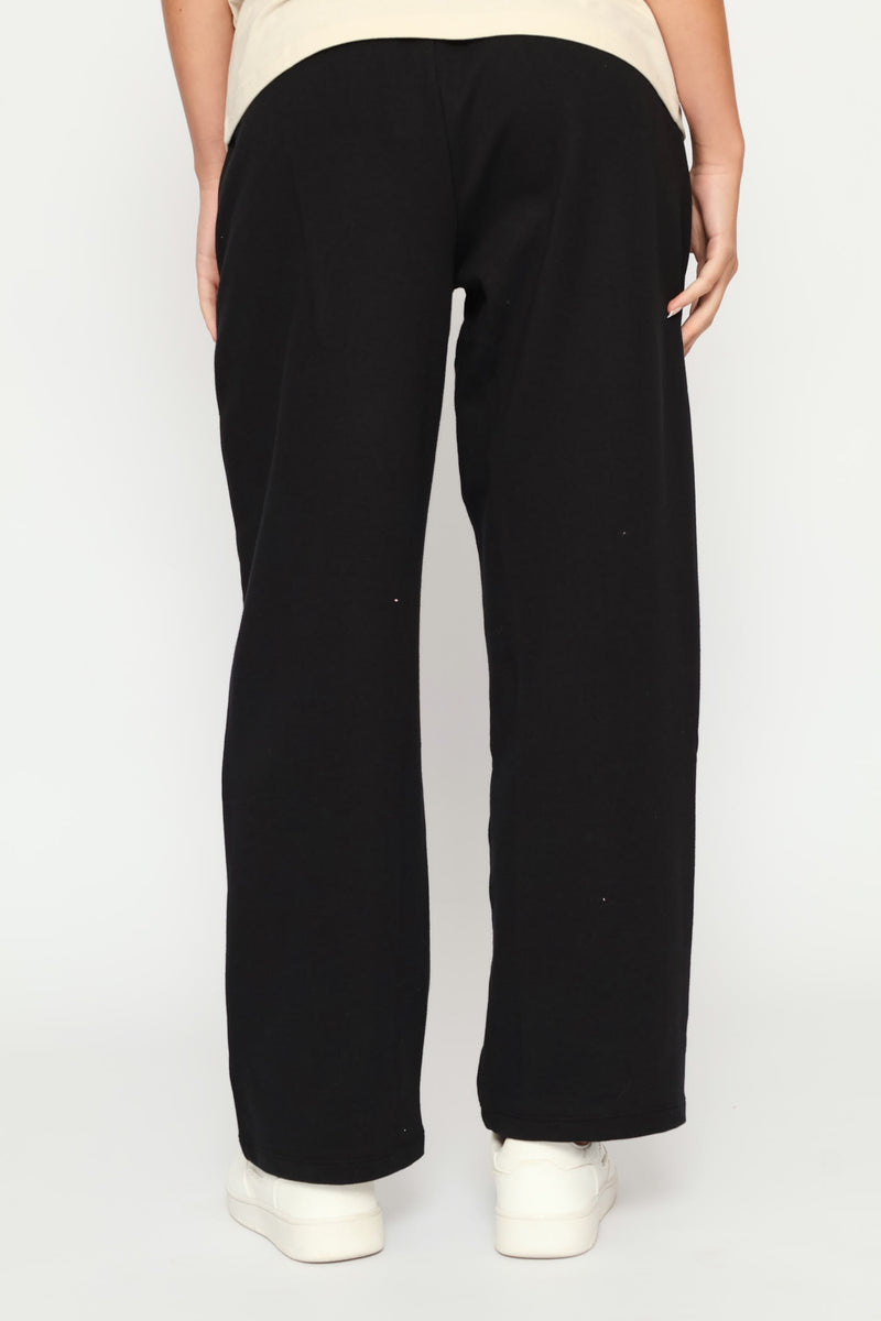 Essential Plus Straight Leg Small Logo Pants - Black