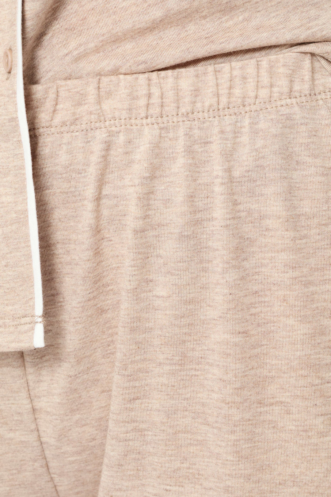 Long Sleeve Button Through & Knit Pants Set - Oatmeal Melange