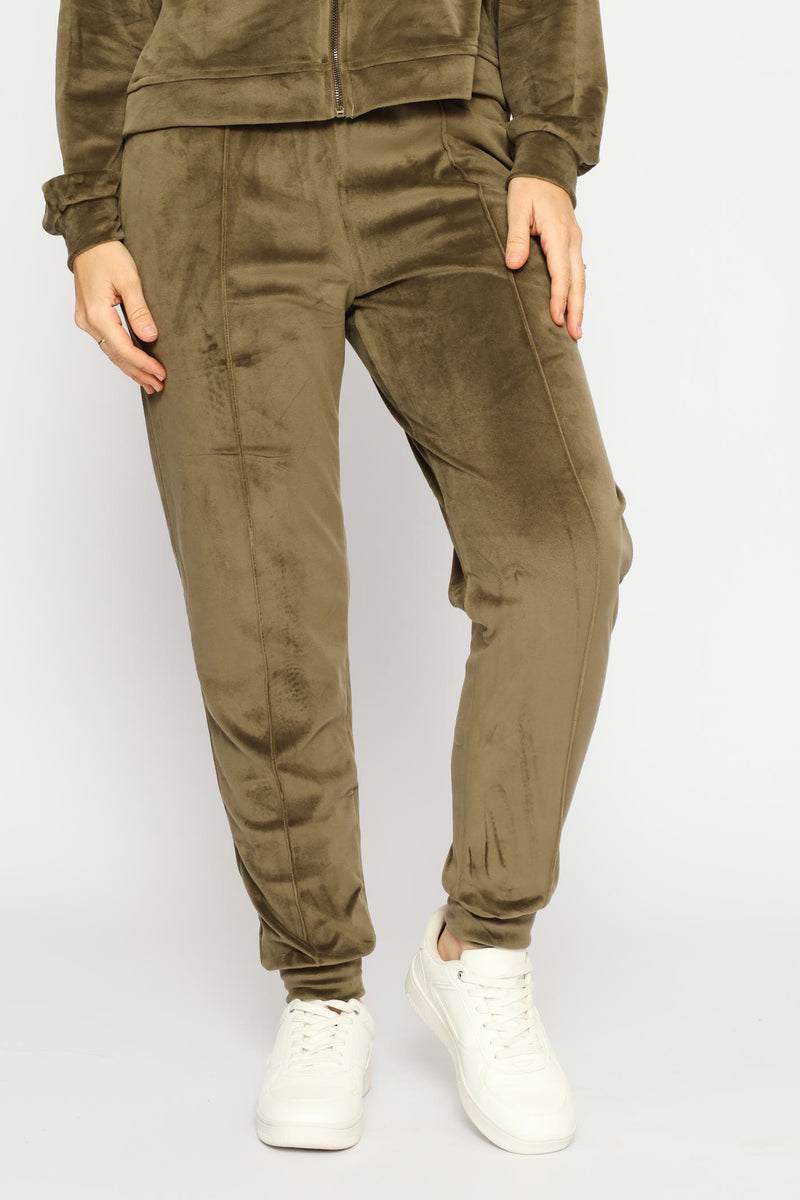 Pintuck Velour Jogger - Fatigue