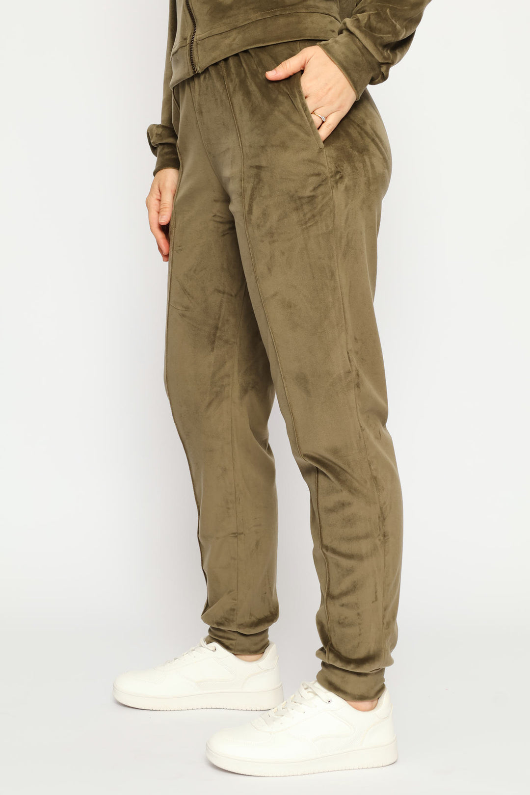 Pintuck Velour Jogger - Fatigue