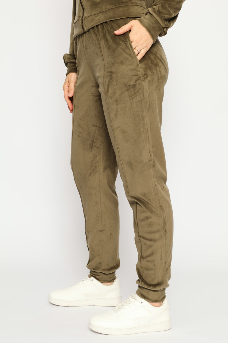 Pintuck Velour Jogger - Fatigue