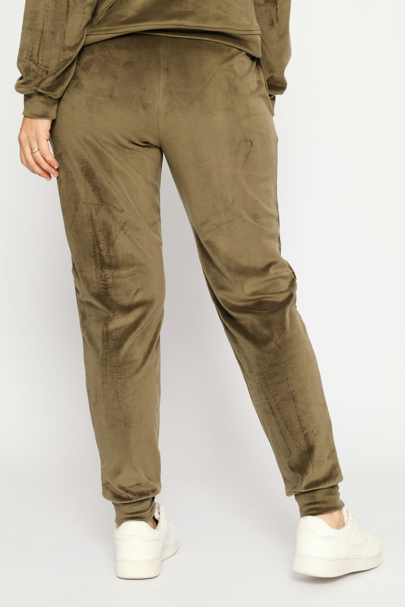 Pintuck Velour Jogger - Fatigue