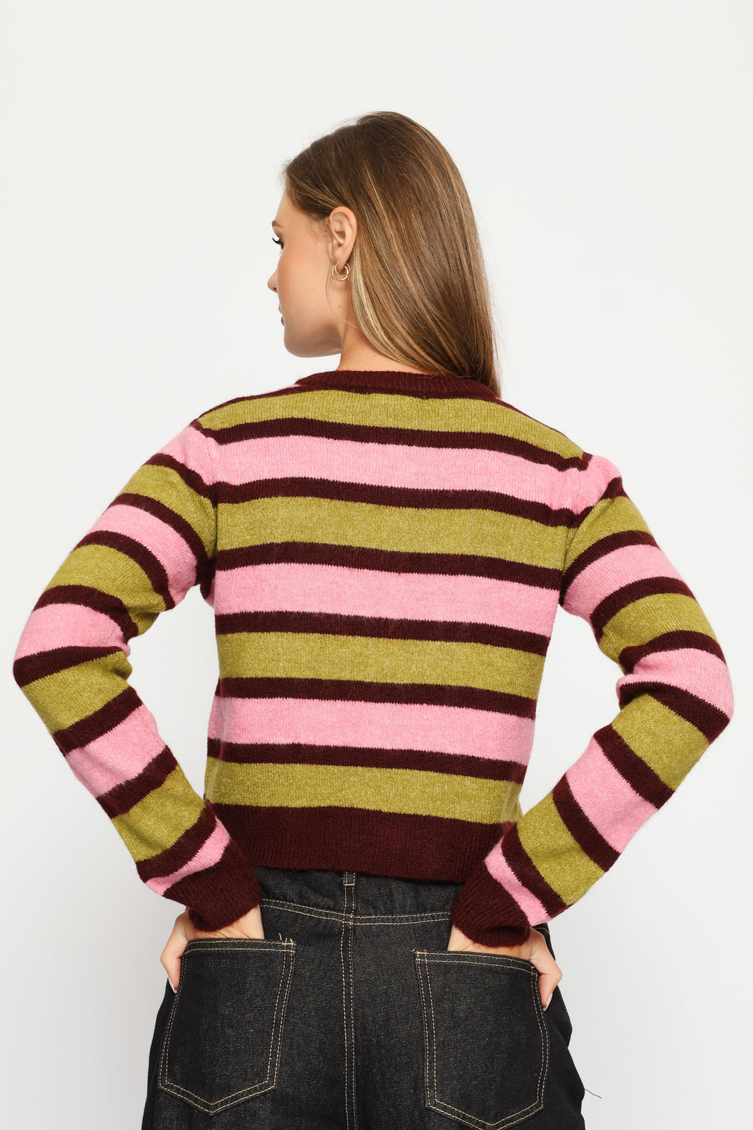 Crew Stripe Cardigan - Burgundy