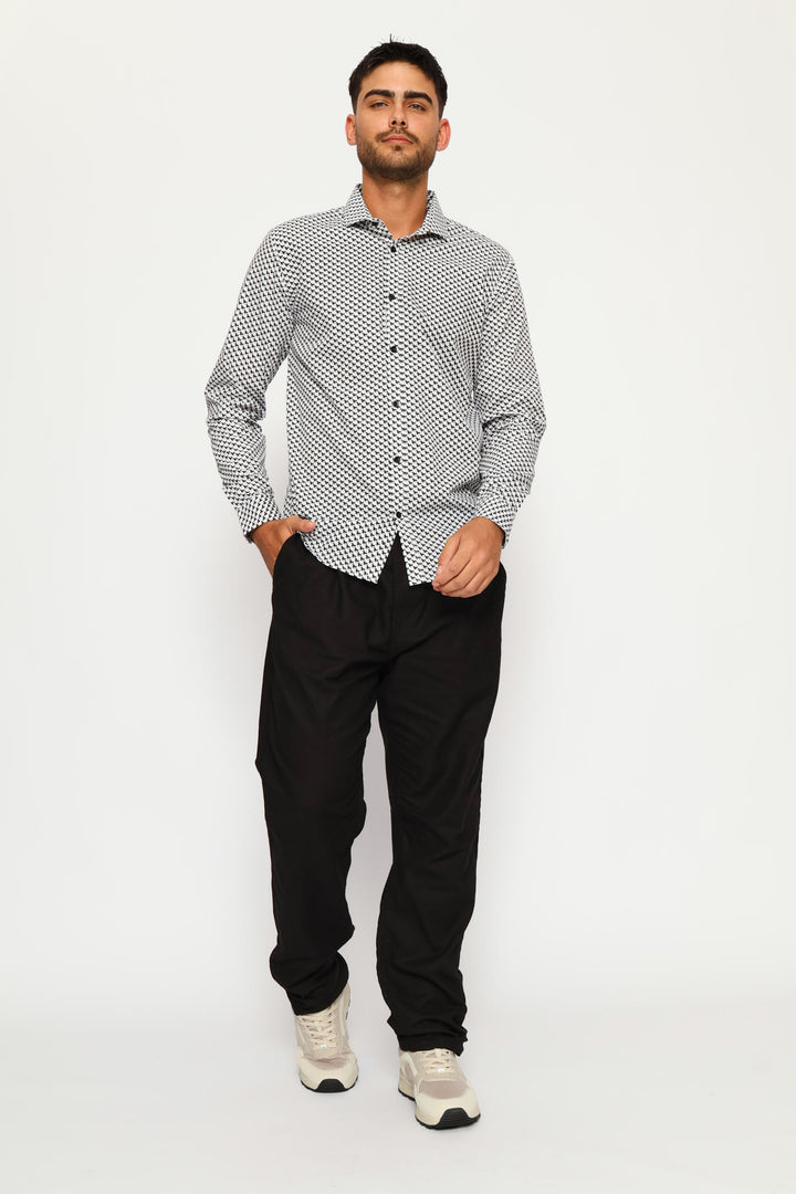 Goemtric Tile Printed Shirt - Black/Grey