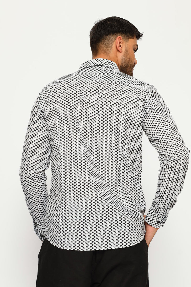 Goemtric Tile Printed Shirt - Black/Grey