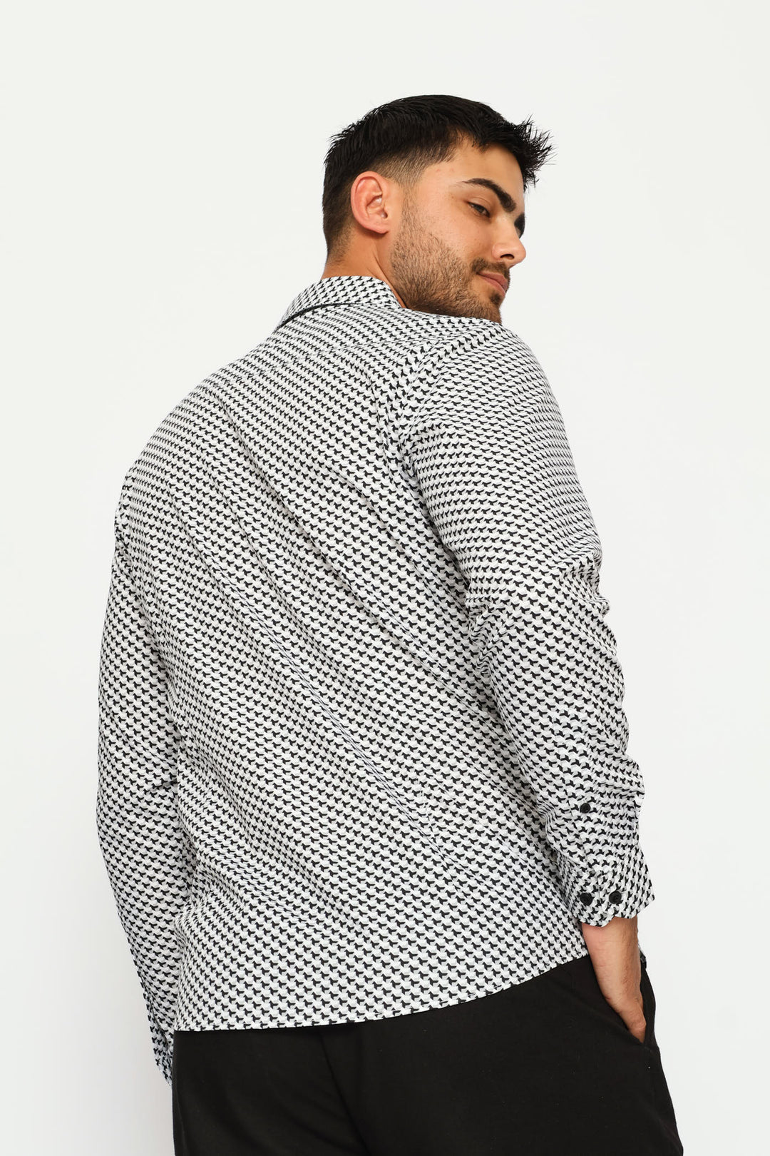 Goemtric Tile Printed Shirt - Black/Grey
