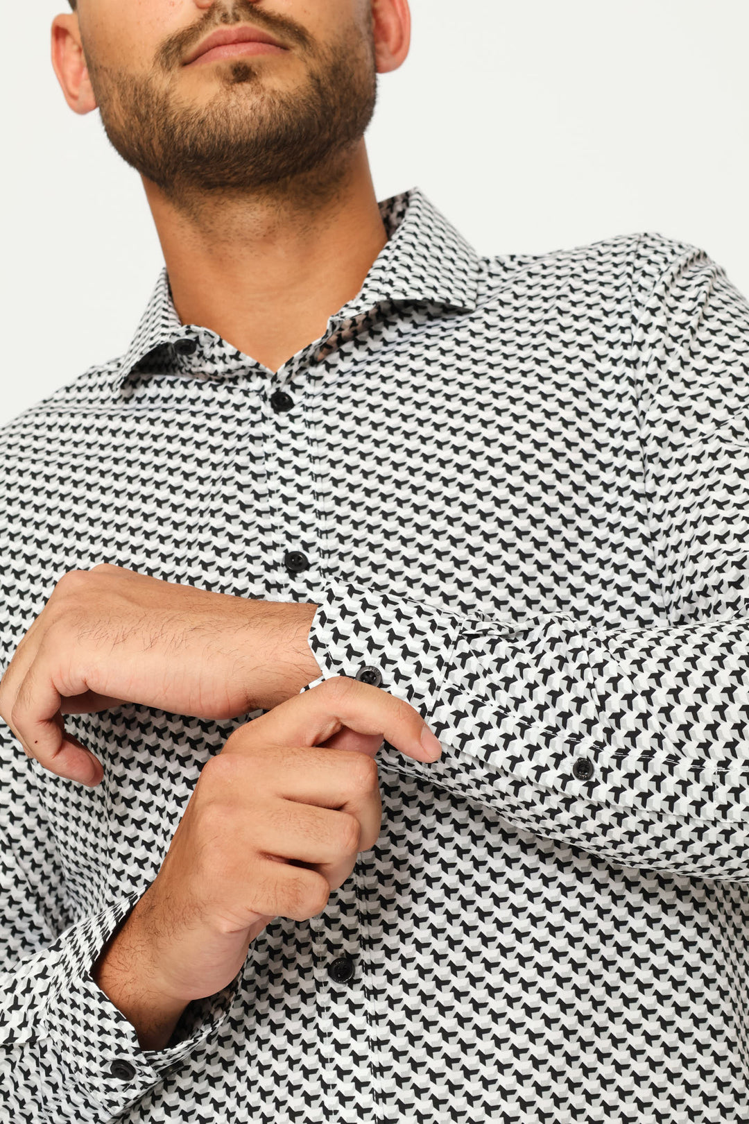 Goemtric Tile Printed Shirt - Black/Grey