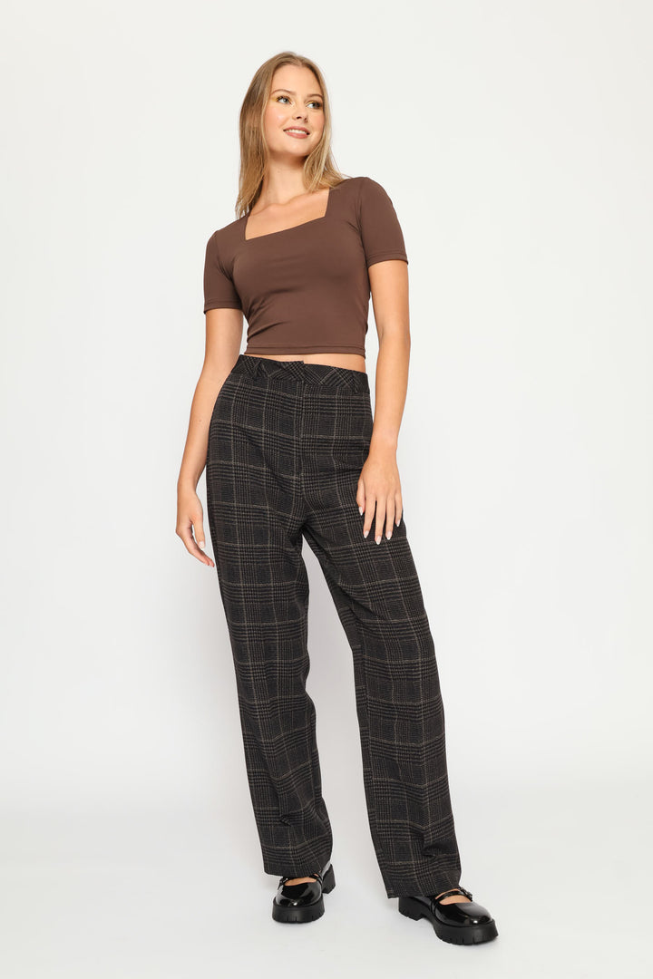 Skin Tight Square Neck Tee - Chocolate