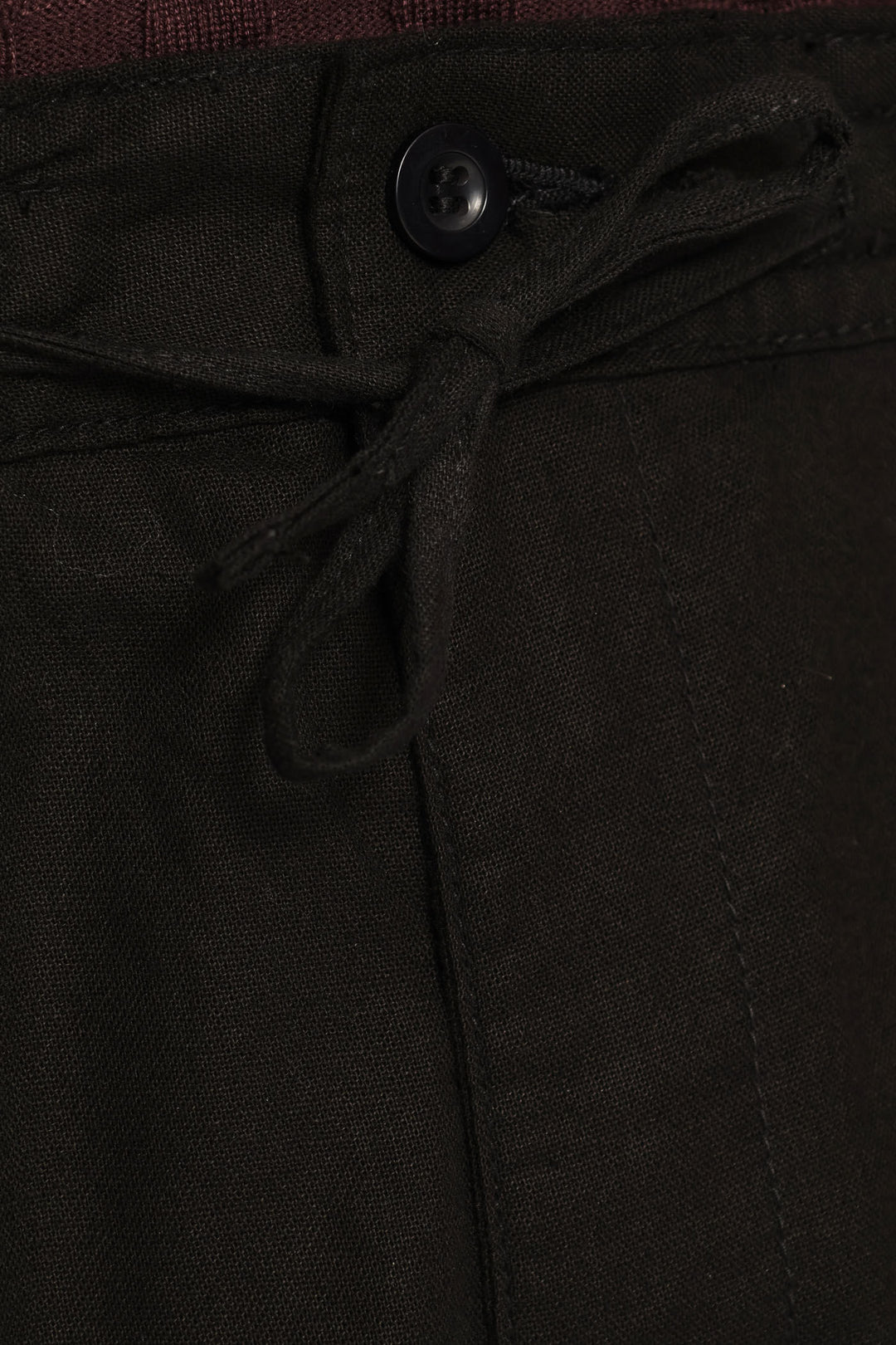 Half Elasticated Linen Look Trouser - Black