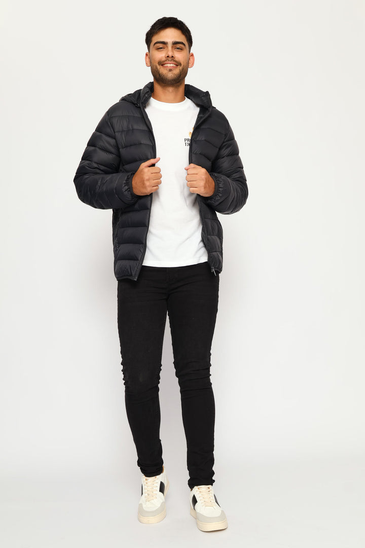 Basic Hooded Puffer Jacket - Charcoal