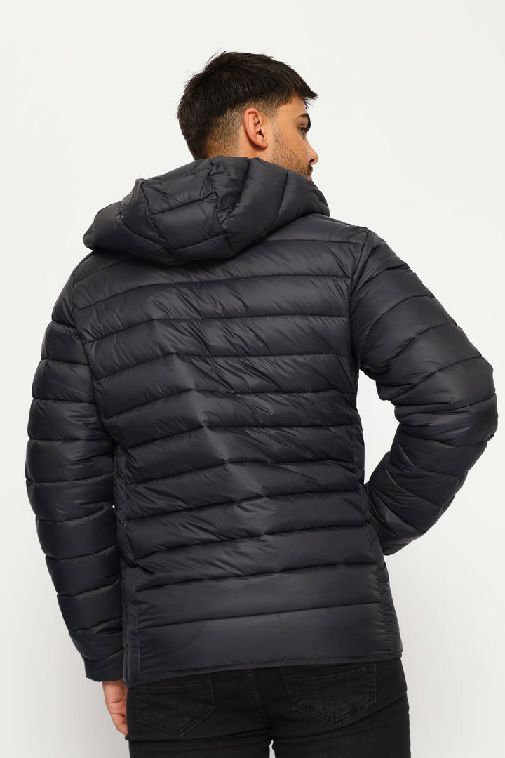 Basic Hooded Puffer Jacket - Charcoal