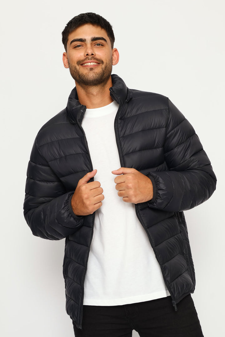 Basic Hooded Puffer Jacket - Charcoal