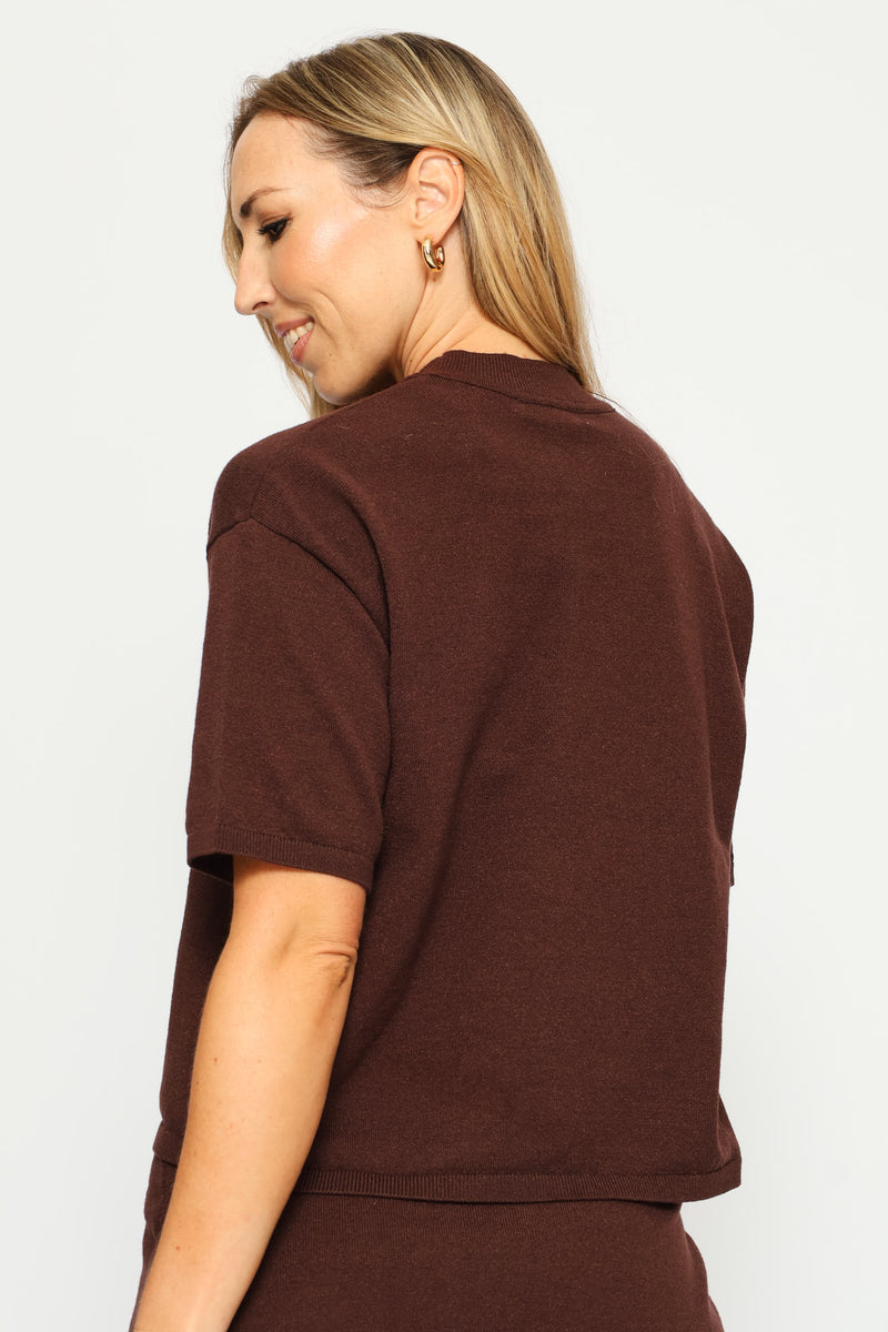 Boxy Knitwear Tee - Chocolate