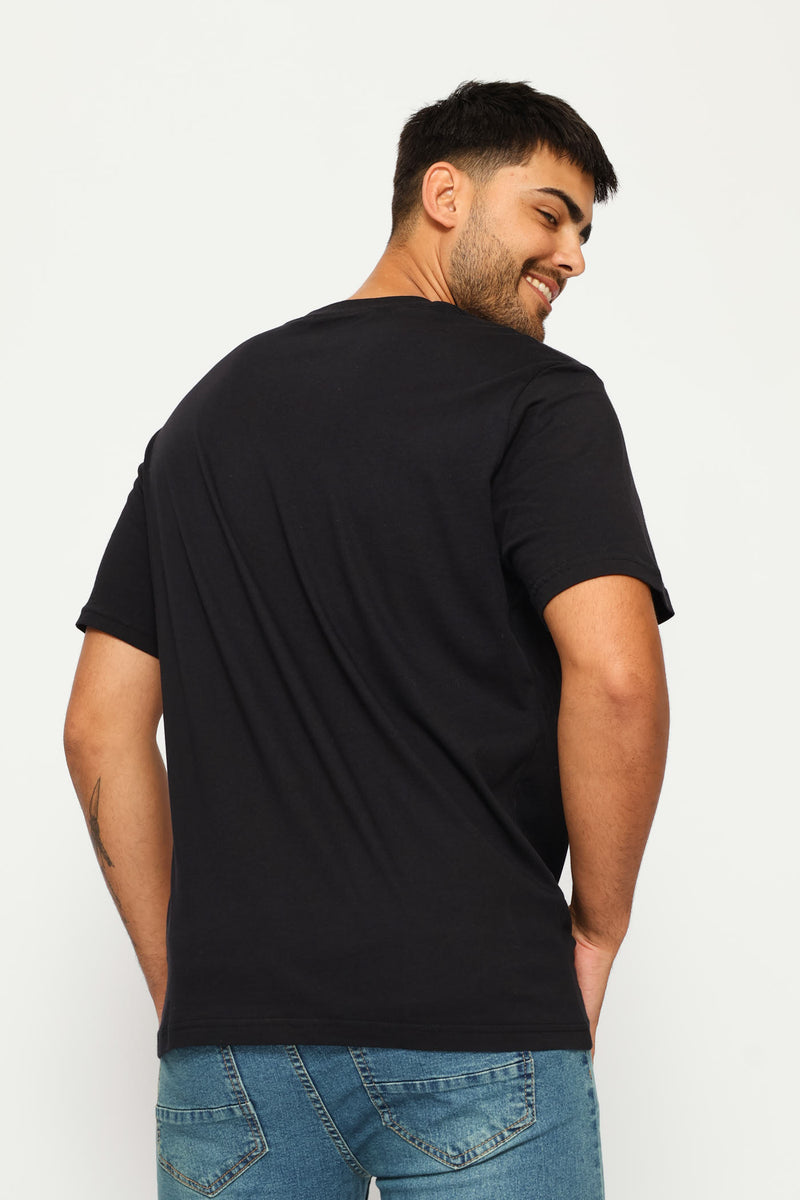 Tiger Front Chest Print Tee - Black