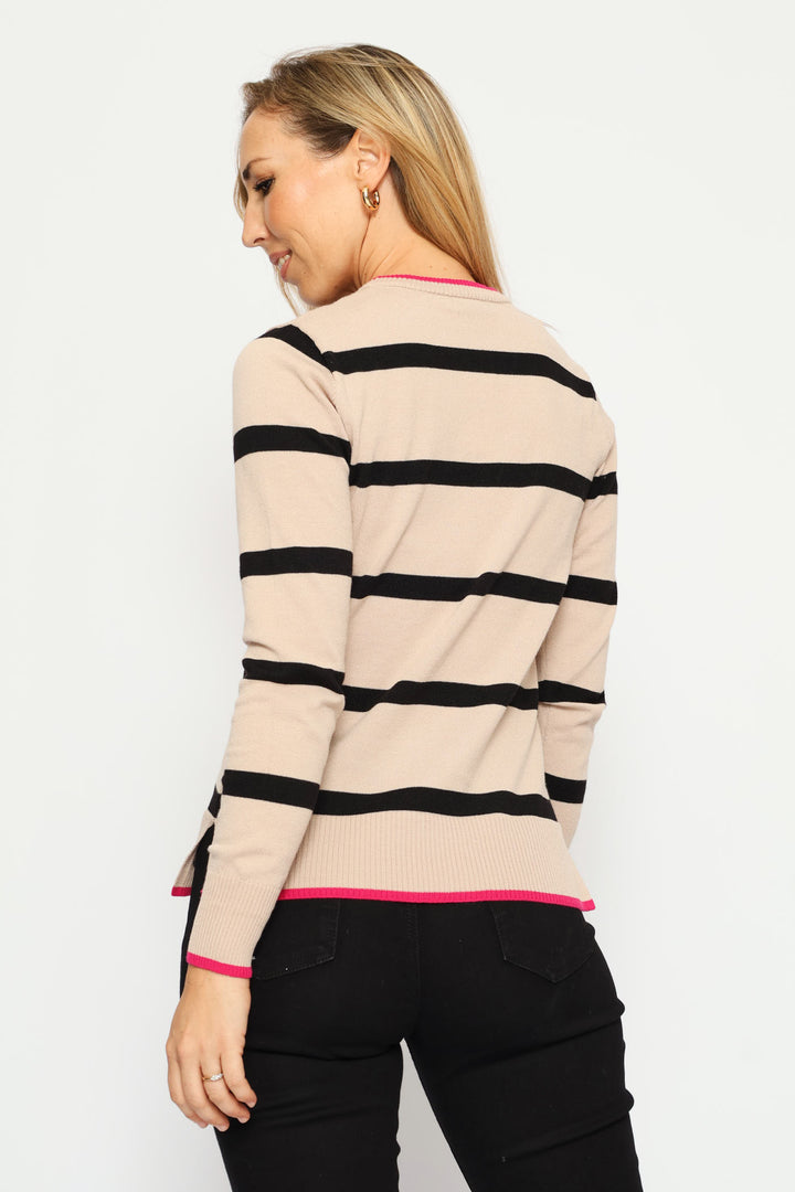 Striped Pullover - Beige/Black