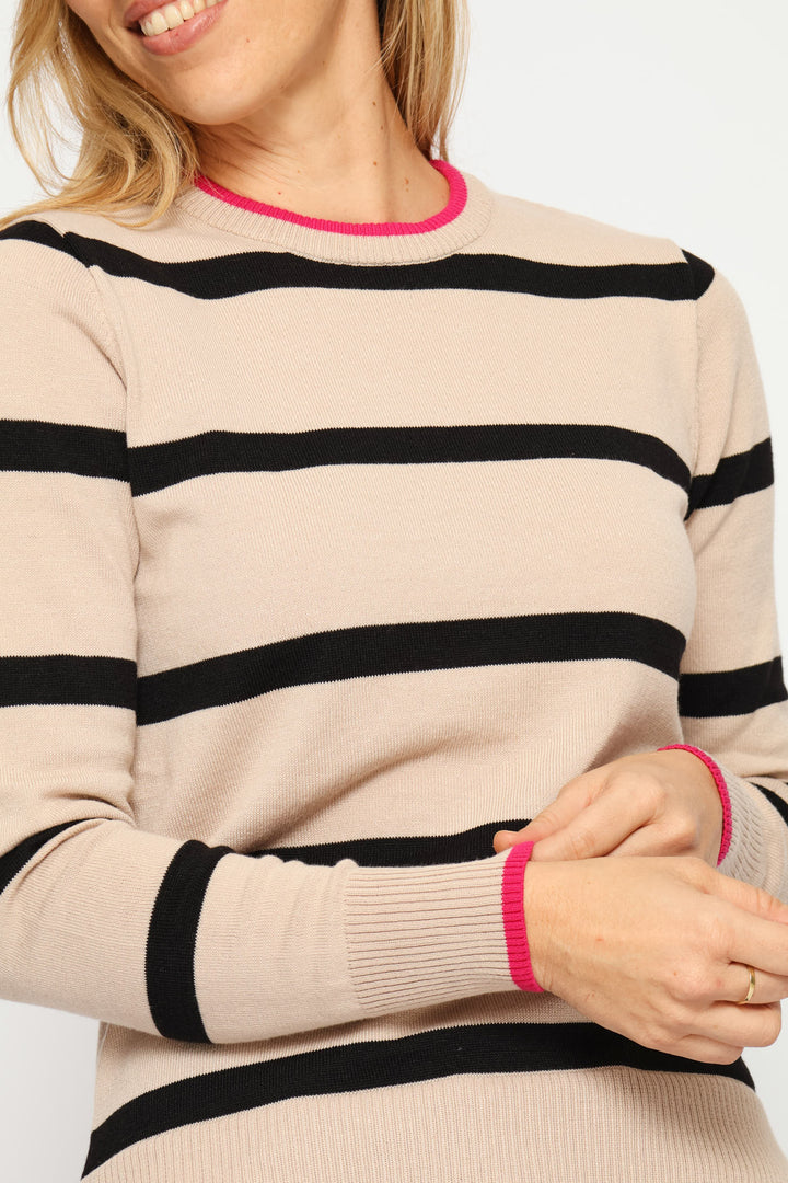 Striped Pullover - Beige/Black