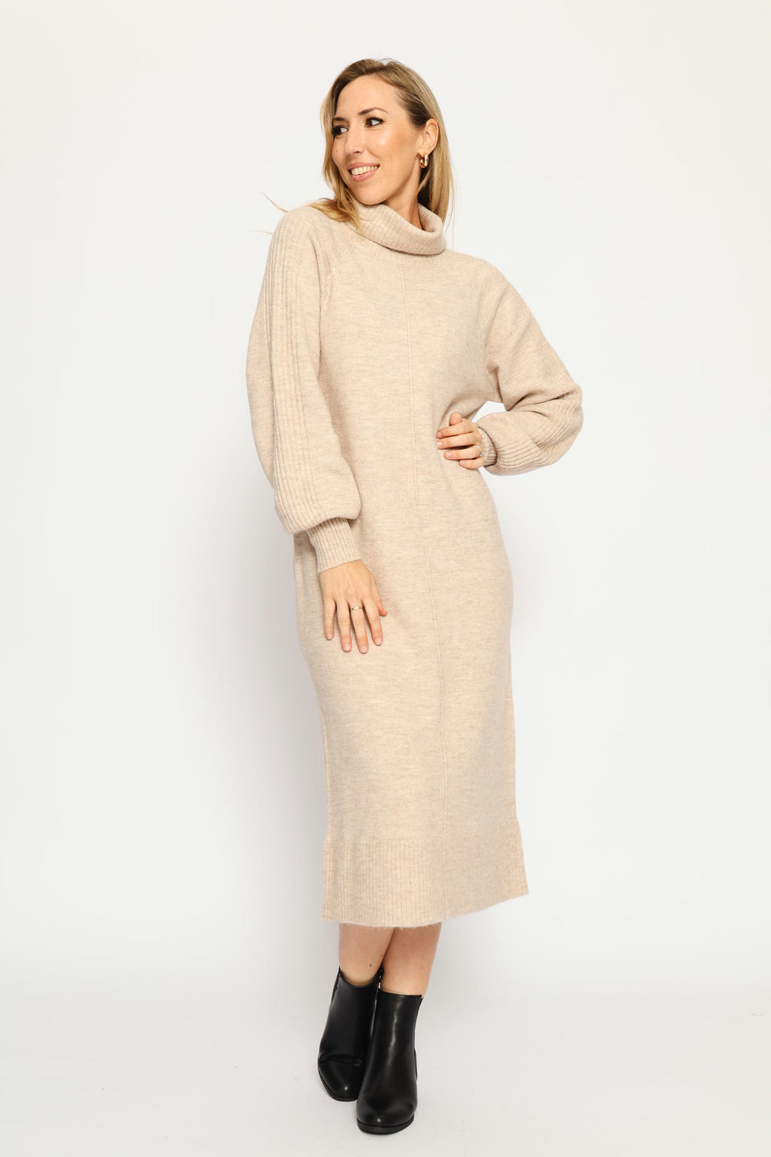 jersey balloon sleeve midi dress Jersey Balloon Sleeve Maxi Dress Multicolor
