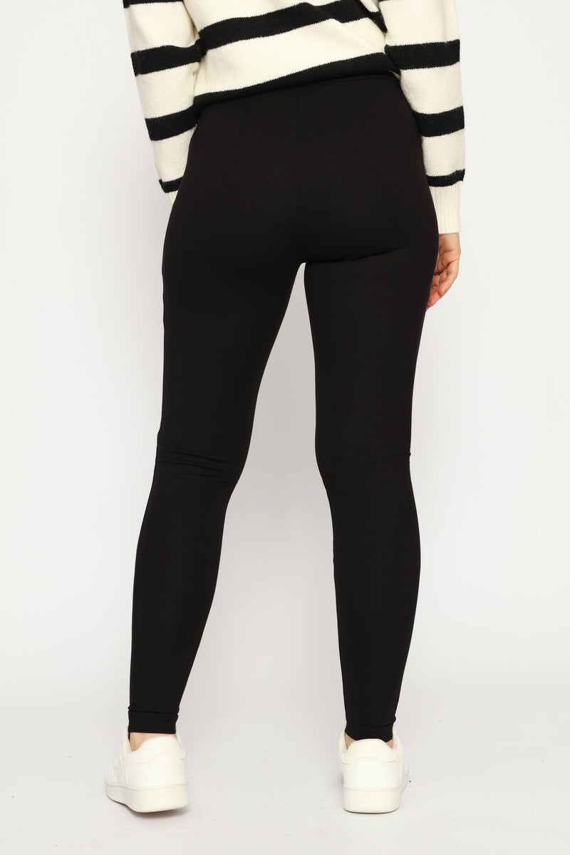 Wide Waistband Ponte Legging - Black