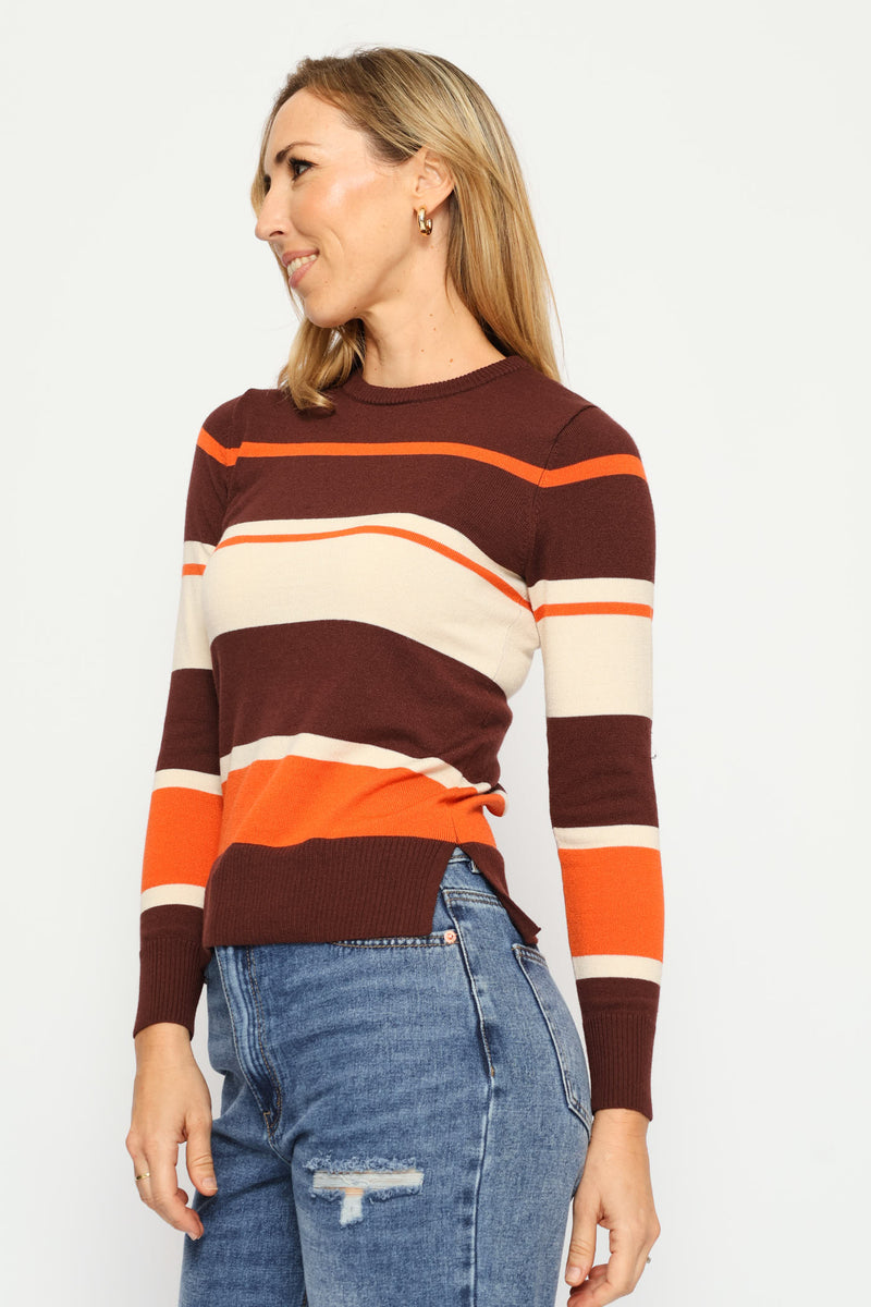 Striped Pullover - Chocolate