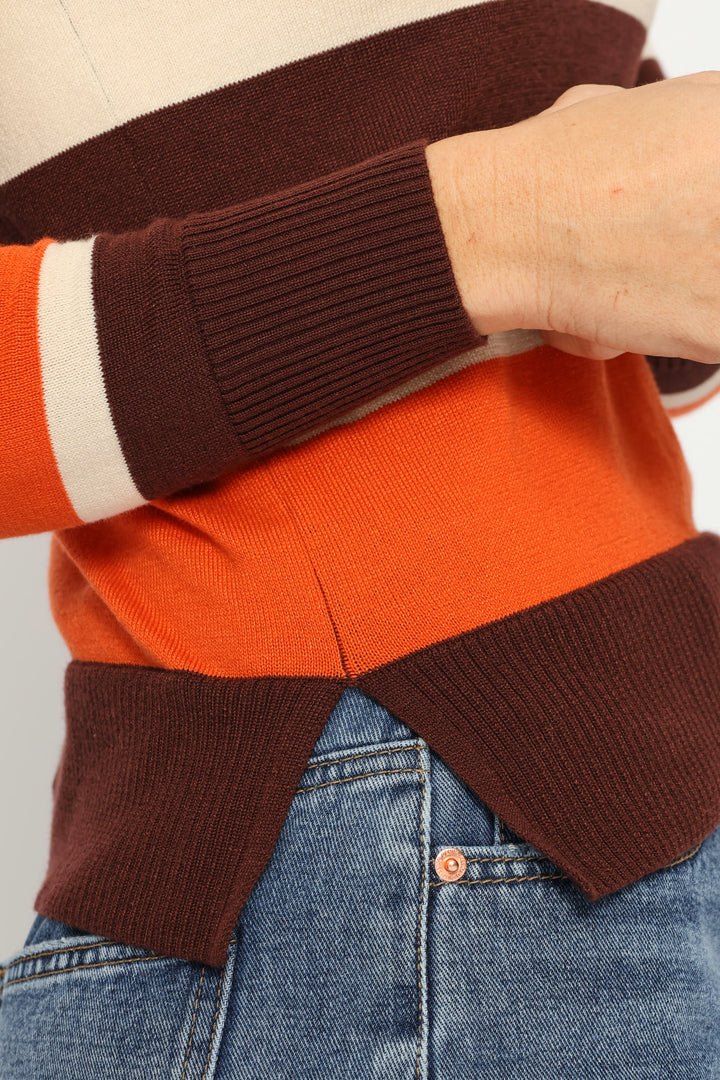 Striped Pullover - Chocolate