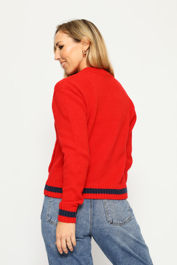 Zip Through Academia Bomber - Bright Red