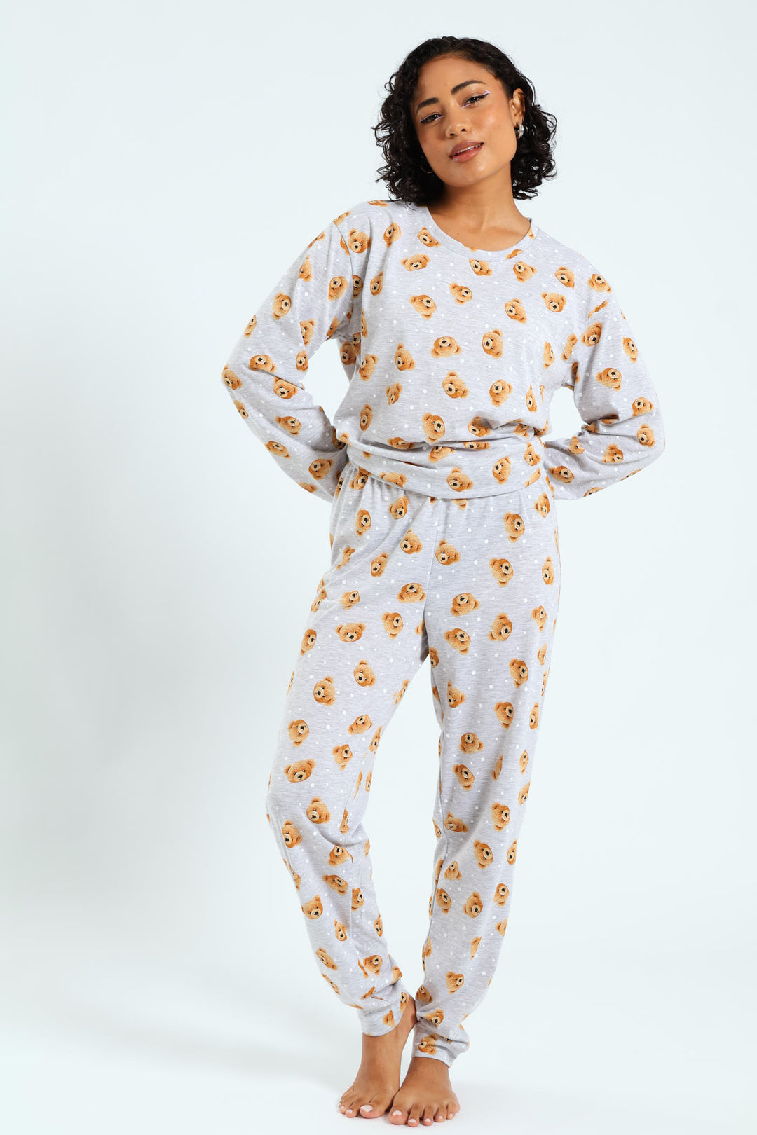 Knit Teddy Jogger - Grey Melange