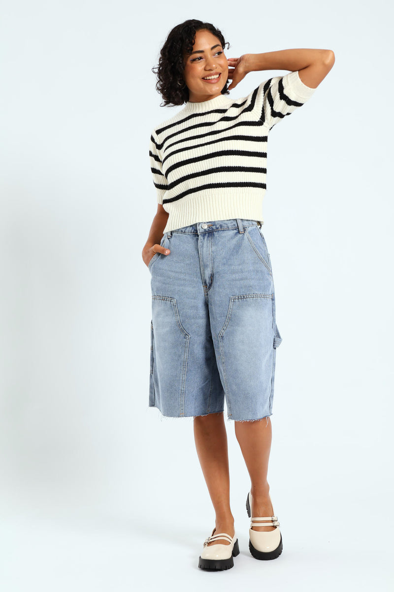 Stripe Knit Tee - Cream