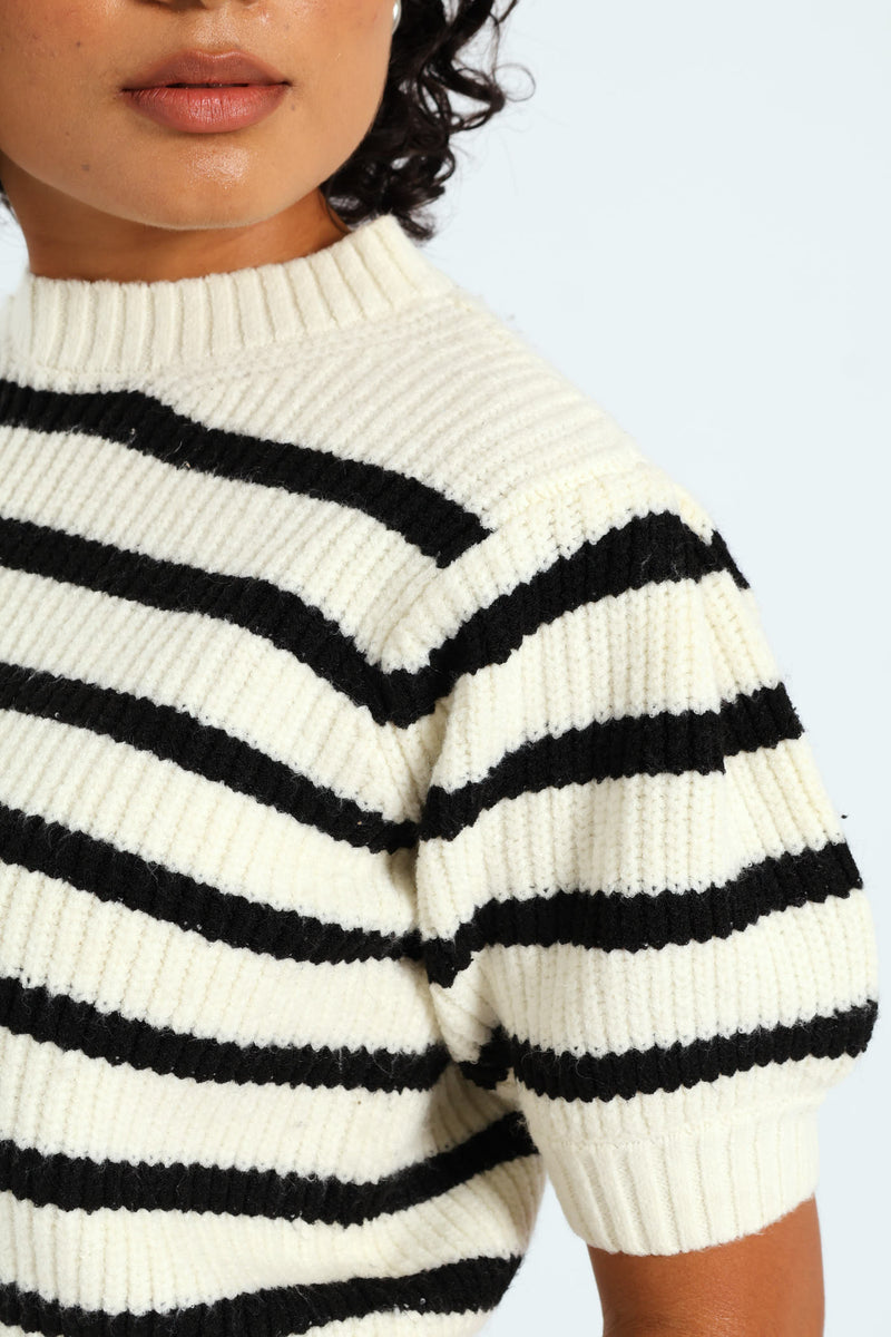 Stripe Knit Tee - Cream
