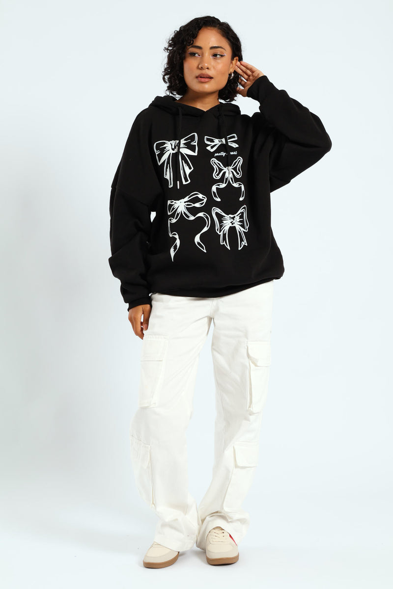 Oversized Bow Hoodie - Black