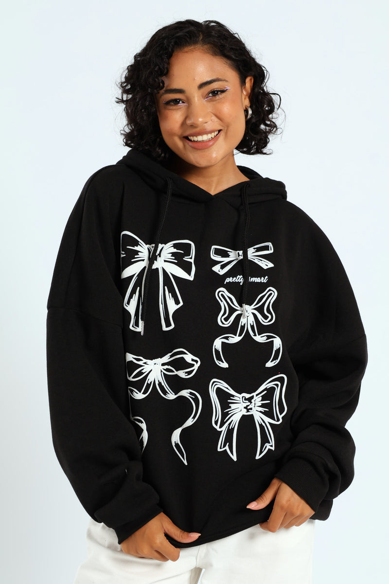 Oversized Bow Hoodie - Black