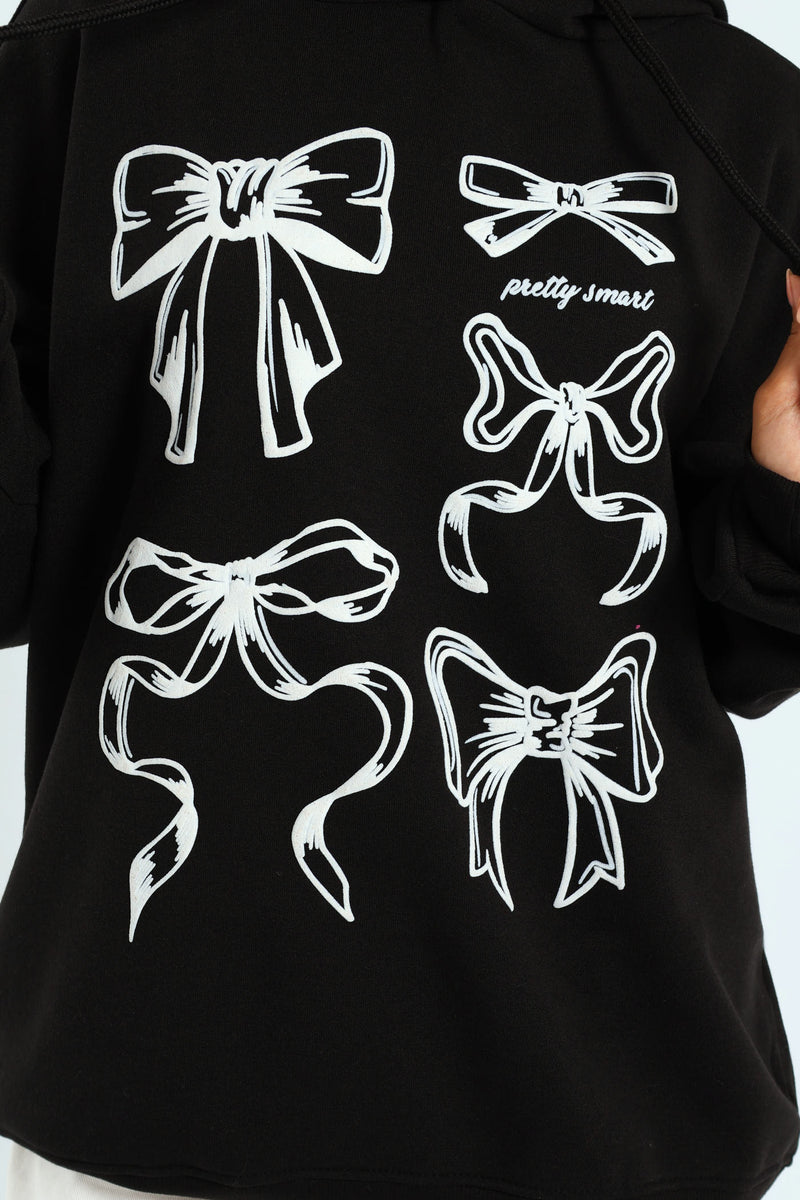 Oversized Bow Hoodie - Black