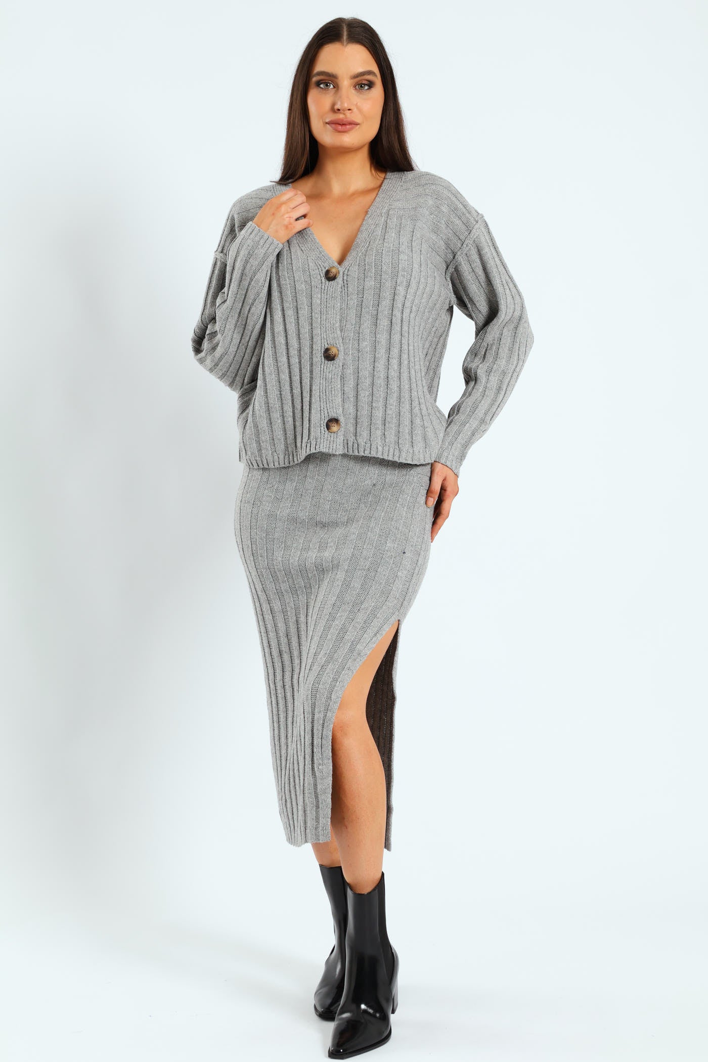 Ladies Oversized Cardigan - Grey Melange – Edgars