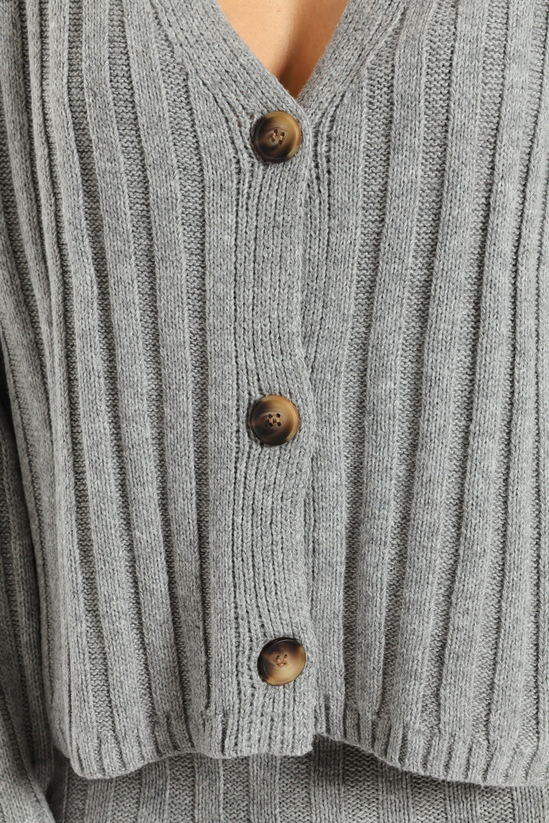 Oversized Cardigan - Grey Melange