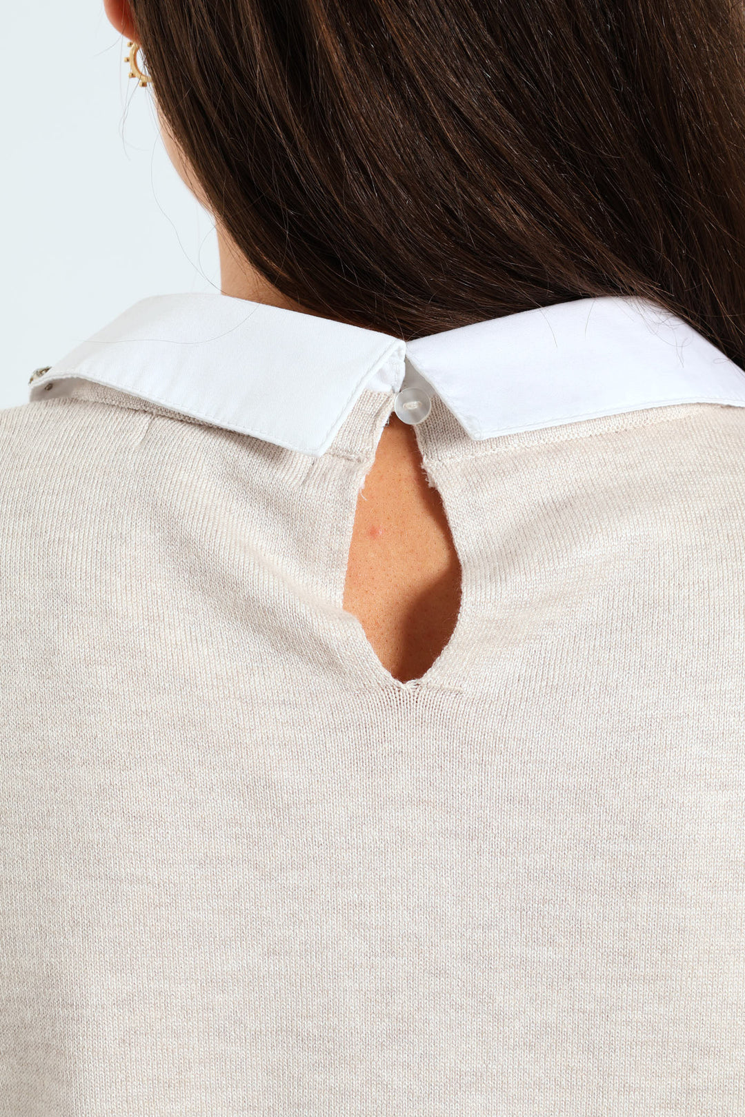 Diamante Preppy Pullover - Oatmeal