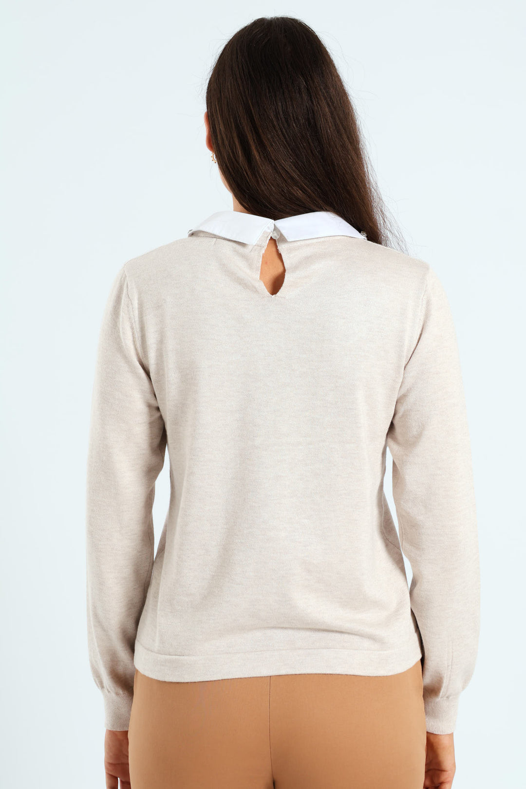 Diamante Preppy Pullover - Oatmeal